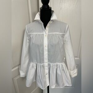 Kate Spade Broome Street white crisp white cotton shirt blouse peplum size M